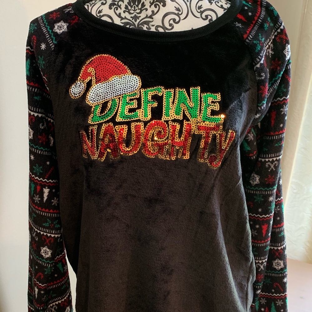 Define Naughty Plush Christmas Sweater